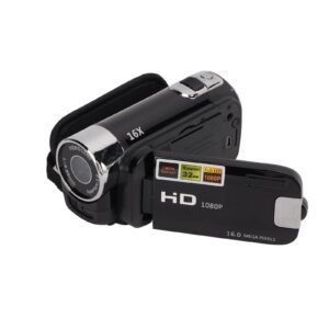Video Camera Camcorder, 270° Rotatable LCD Screen 16X Zoom, 4K 1080P HD Recording, USB Interface, for Vlogging and YouTube Videos (Black)