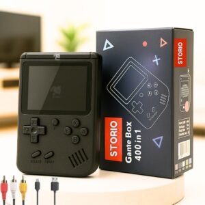 Storio Rechargeable Pocket Video Game for Kids 400 in 1 Retro Game Box Console Handheld Game Box with TV Output - Black
