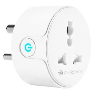 Zebronics ZEB-SP110, Smart Wi-Fi Plug Compatible with Google Assistant & Alexa, Supports Upto 10A and Comes with a Dedicated APP That Features Scheduled Control.