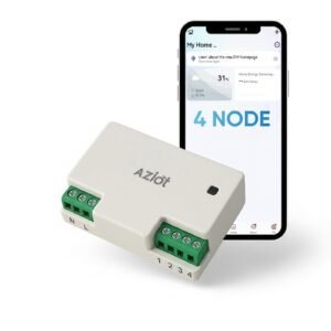 AZIOT 4 Node Smart Switch - Wifi/Bluetooth Communication - Made in India - Timer Function - Voice command (4 Node)
