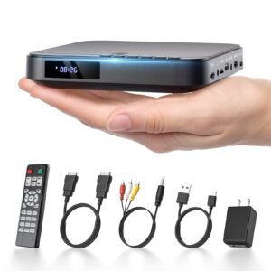 DESOBRY Mini HDMI DVD Player - Compact HD 1080P for Smart TV, All Regions, CD/DVD Player with AV Output, USB/TF Card Input