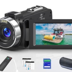 8K 64MP Video Camera 18X Digital Camcorder Video Camera for YouTube 3.0 inch Flip Screen Camcorder Vlogging Camera with 32GB SD Card, 2.4G Remote Control, Two Batteries